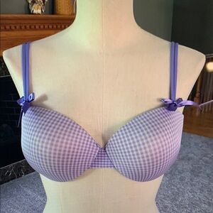 b.tempted Bra. Size 34D. Light Purple Gingham Check Women's Bra. Like new